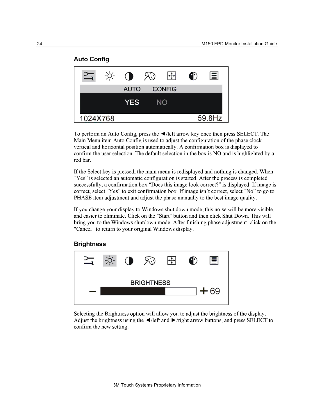 3M M150 manual Auto Config, Brightness 