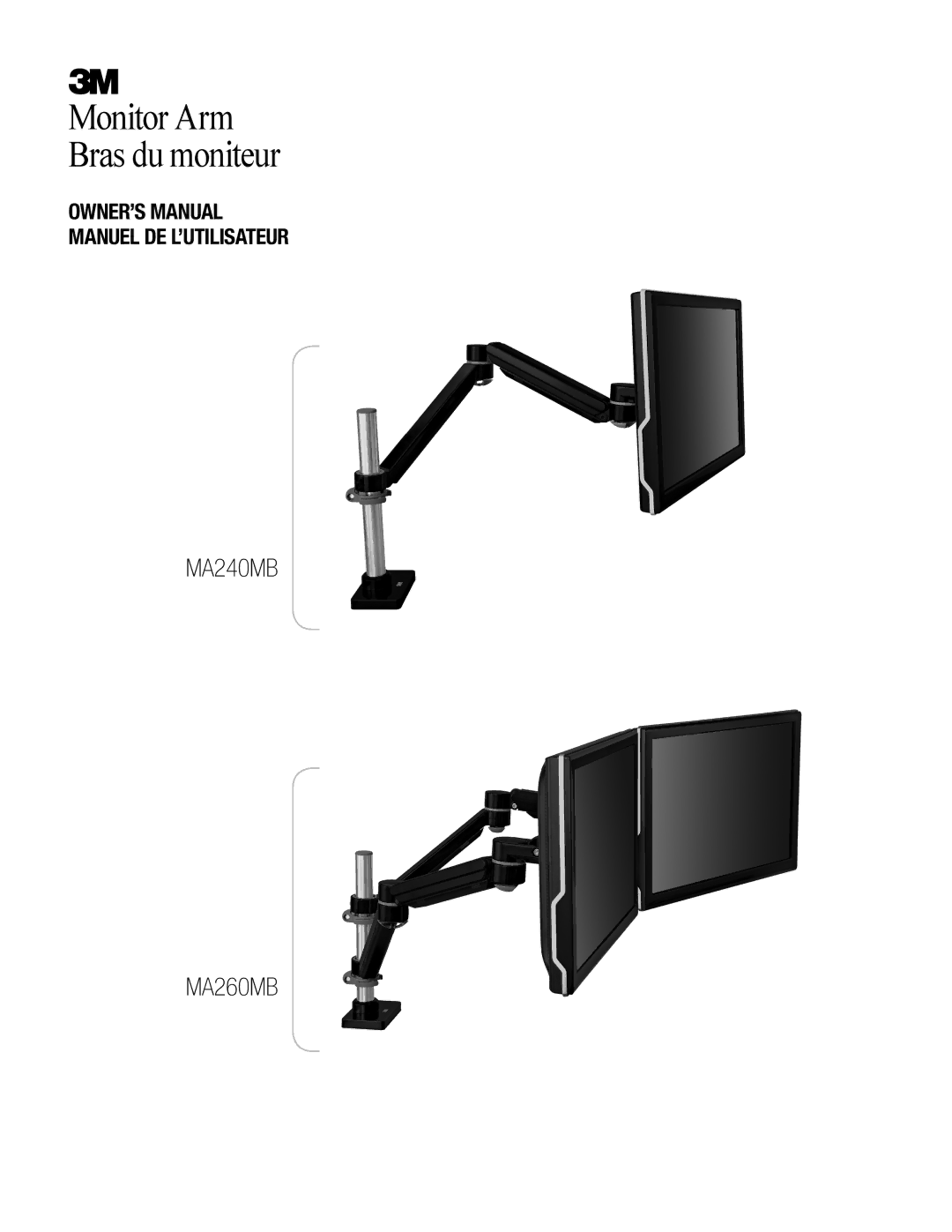 3M MA240MB, MA260MB owner manual Monitor Arm Bras du moniteur 