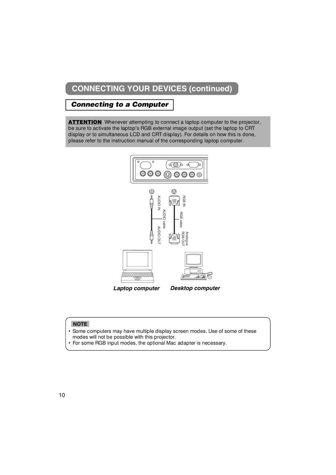 3M MP7640i/MP7740i manual Connecting Your Devices, Connecting to a Computer 