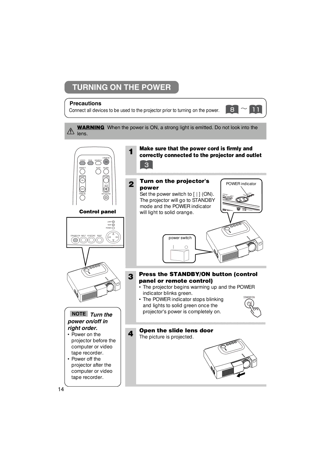 3M MP7640i/MP7740i manual Turning on the Power 