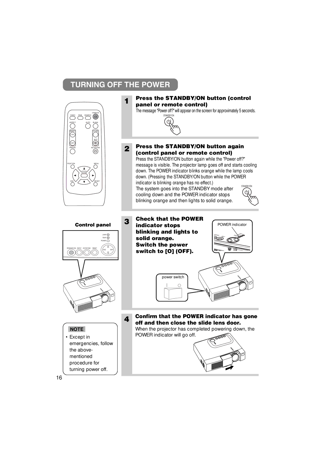 3M MP7640i/MP7740i manual Turning OFF the Power 