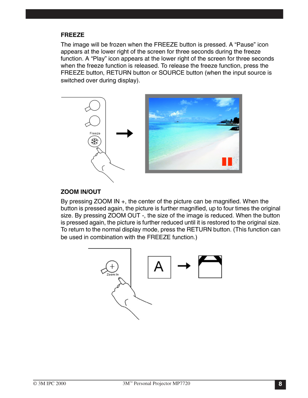 3M MP7720 manual Freeze 