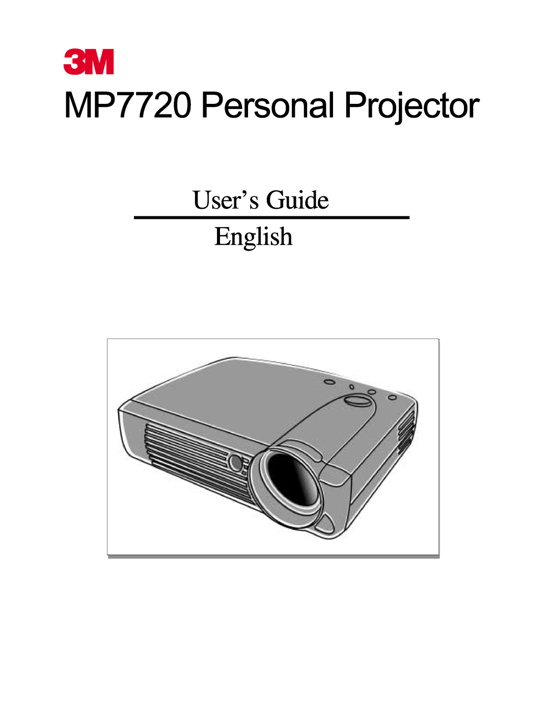 3M manual MP7720 Personal Projector, User’s Guide English 