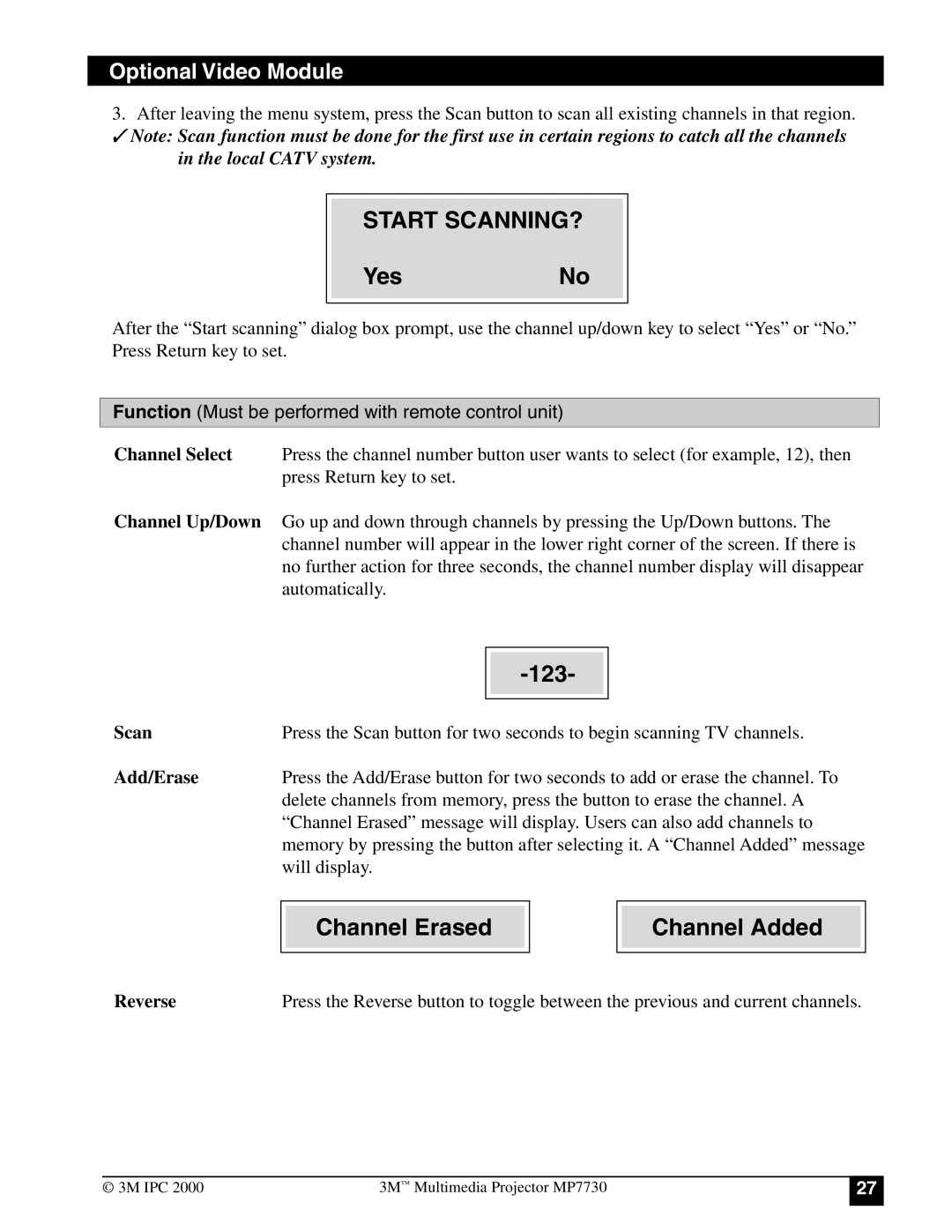 3M MP7730 manual Start SCANNING? 