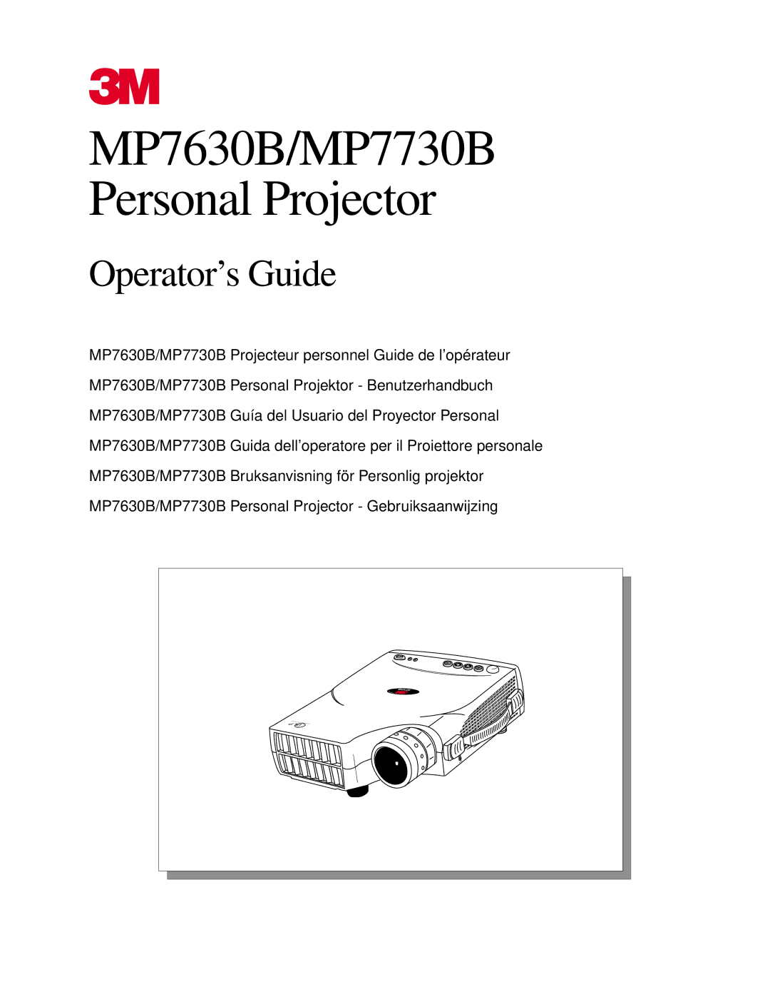 3M manual MP7630B/MP7730B Personal Projector 