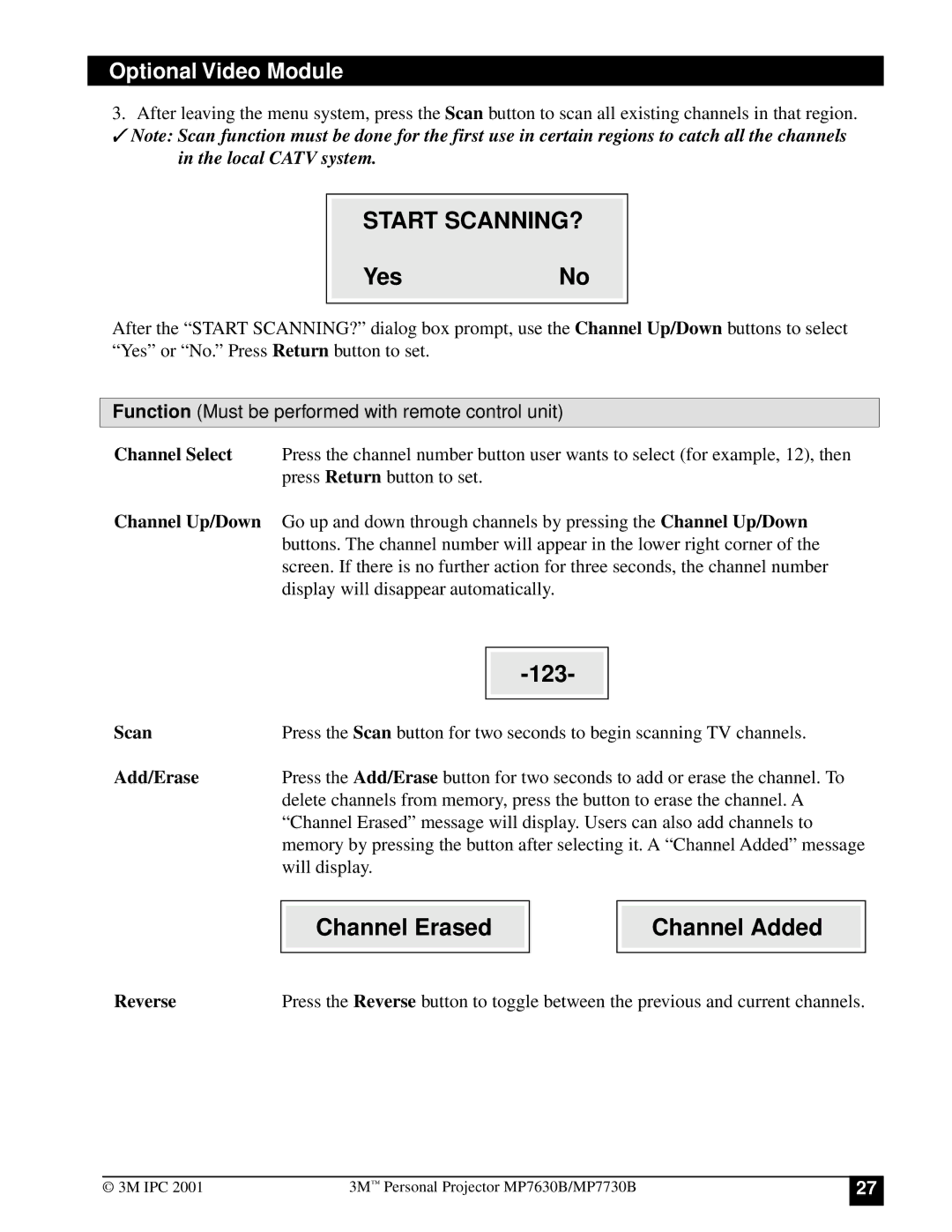 3M MP7630B, MP7730B manual Start SCANNING? 