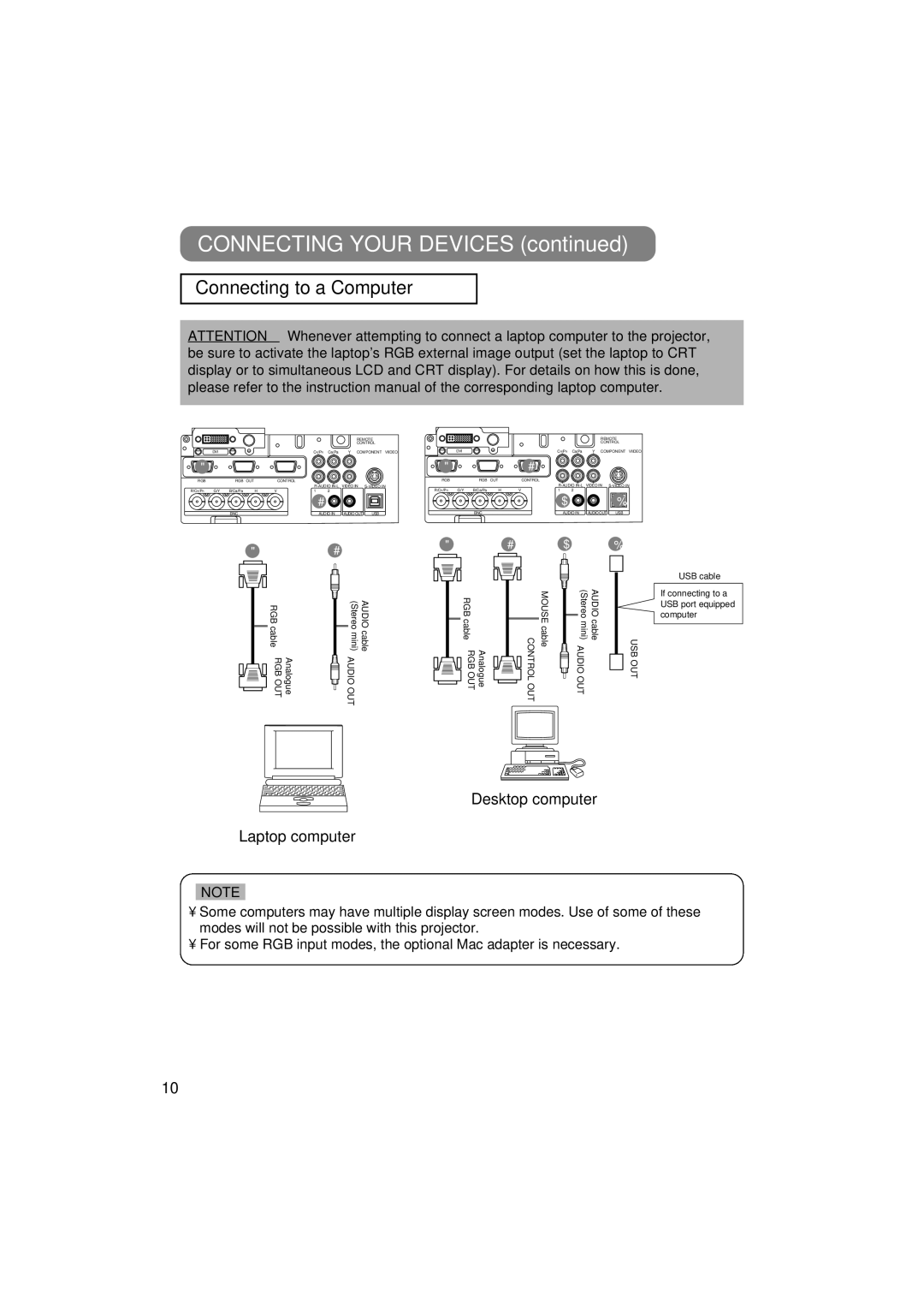 3M MP7650, MP7750 manual Connecting Your Devices, Connecting to a Computer 