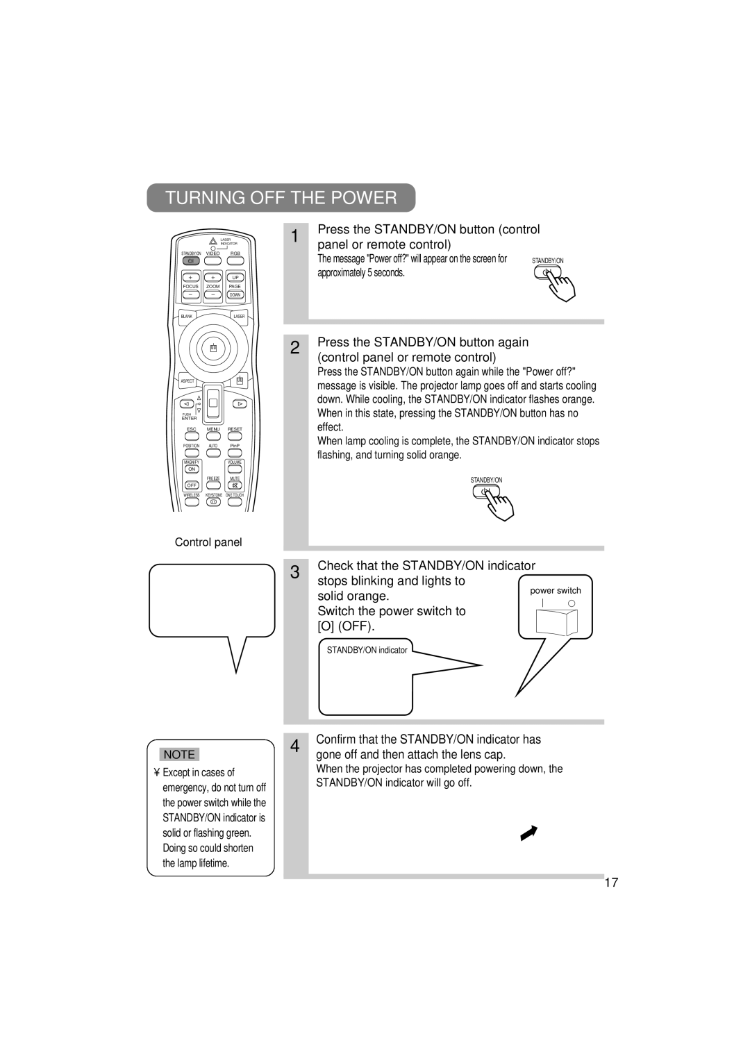 3M MP7750, MP7650 manual Turning OFF the Power 