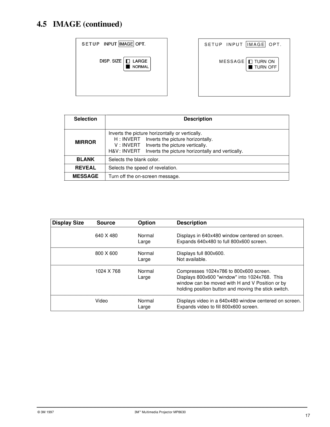 3M MP8630 manual Image, Blank, Reveal 