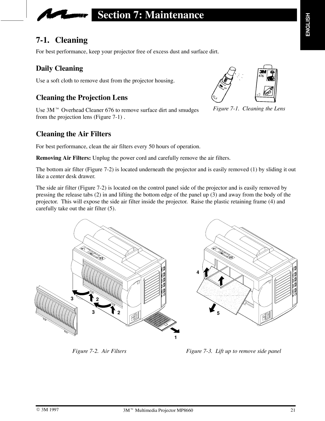 3M MP8660 manual Maintenance, Cleaning 