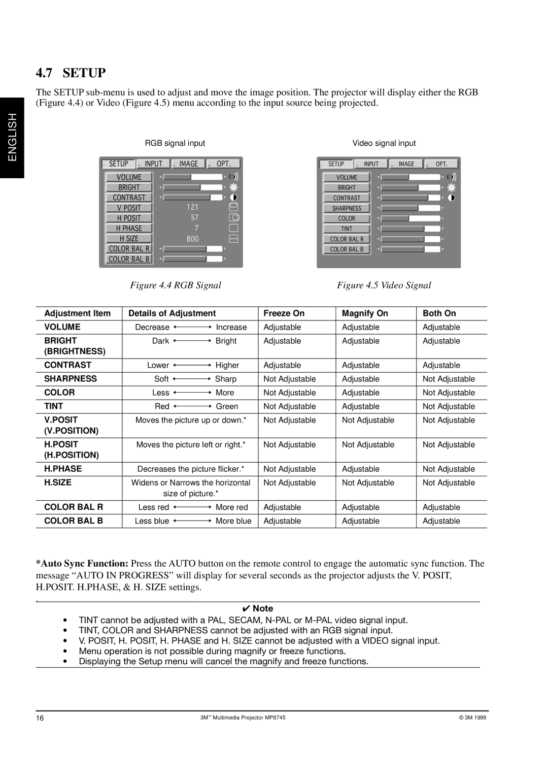 3M MP8745 manual Setup 