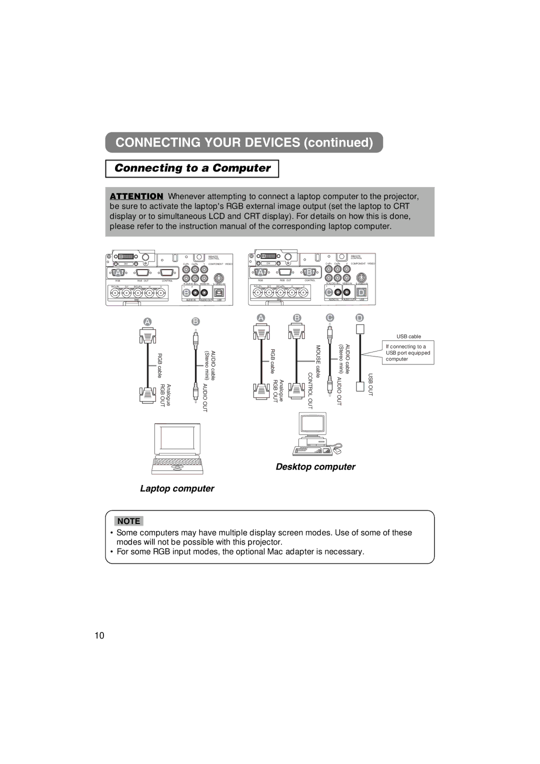 3M MP8790 manual Connecting Your Devices, Connecting to a Computer 