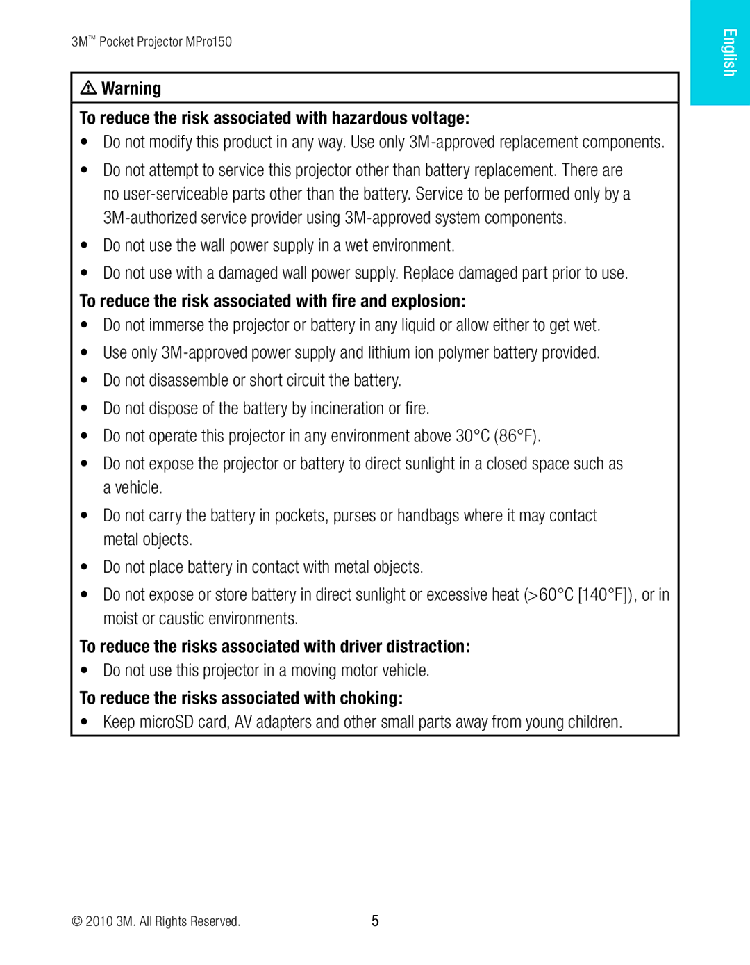 3M MPro150 To reduce the risk associated with hazardous voltage, To reduce the risk associated with fire and explosion 