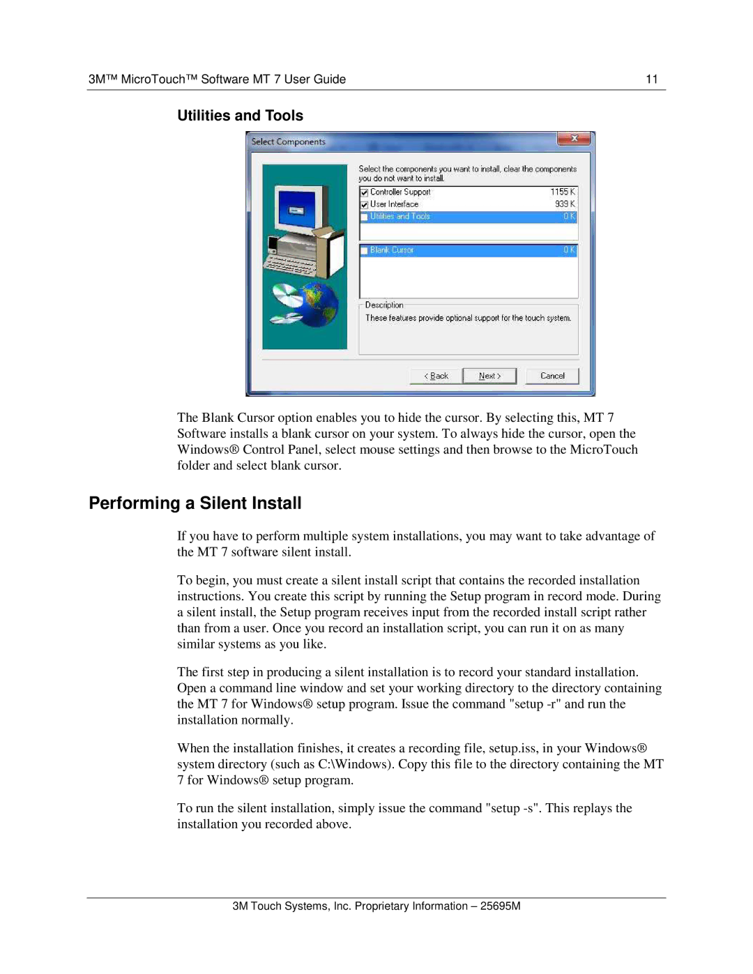 3M MT7 manual Performing a Silent Install, Utilities and Tools 