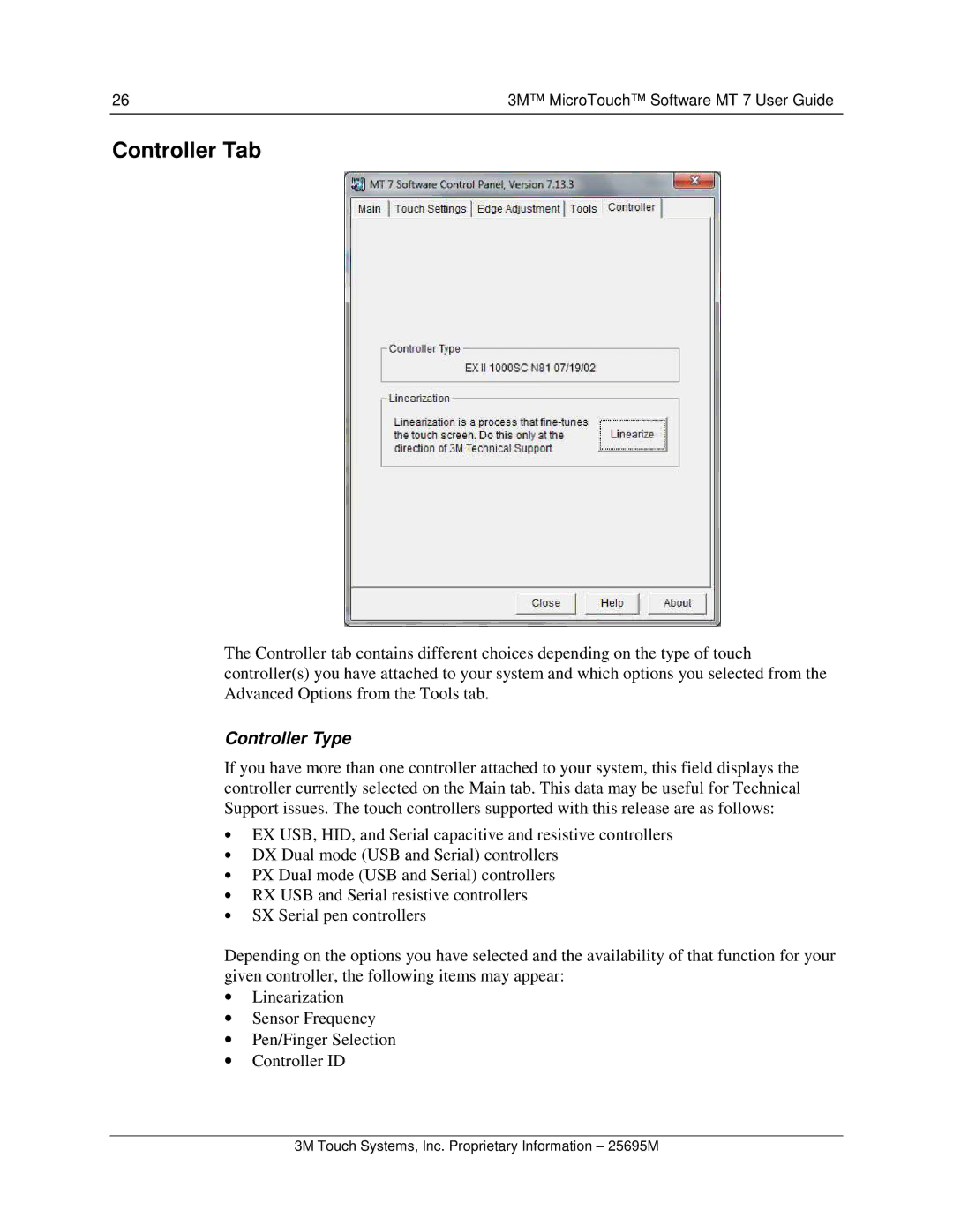 3M MT7 manual Controller Tab, Controller Type 