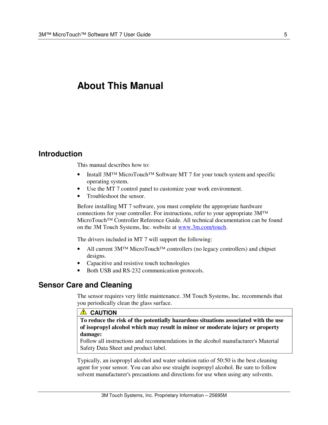 3M MT7 manual About This Manual, Introduction, Sensor Care and Cleaning 