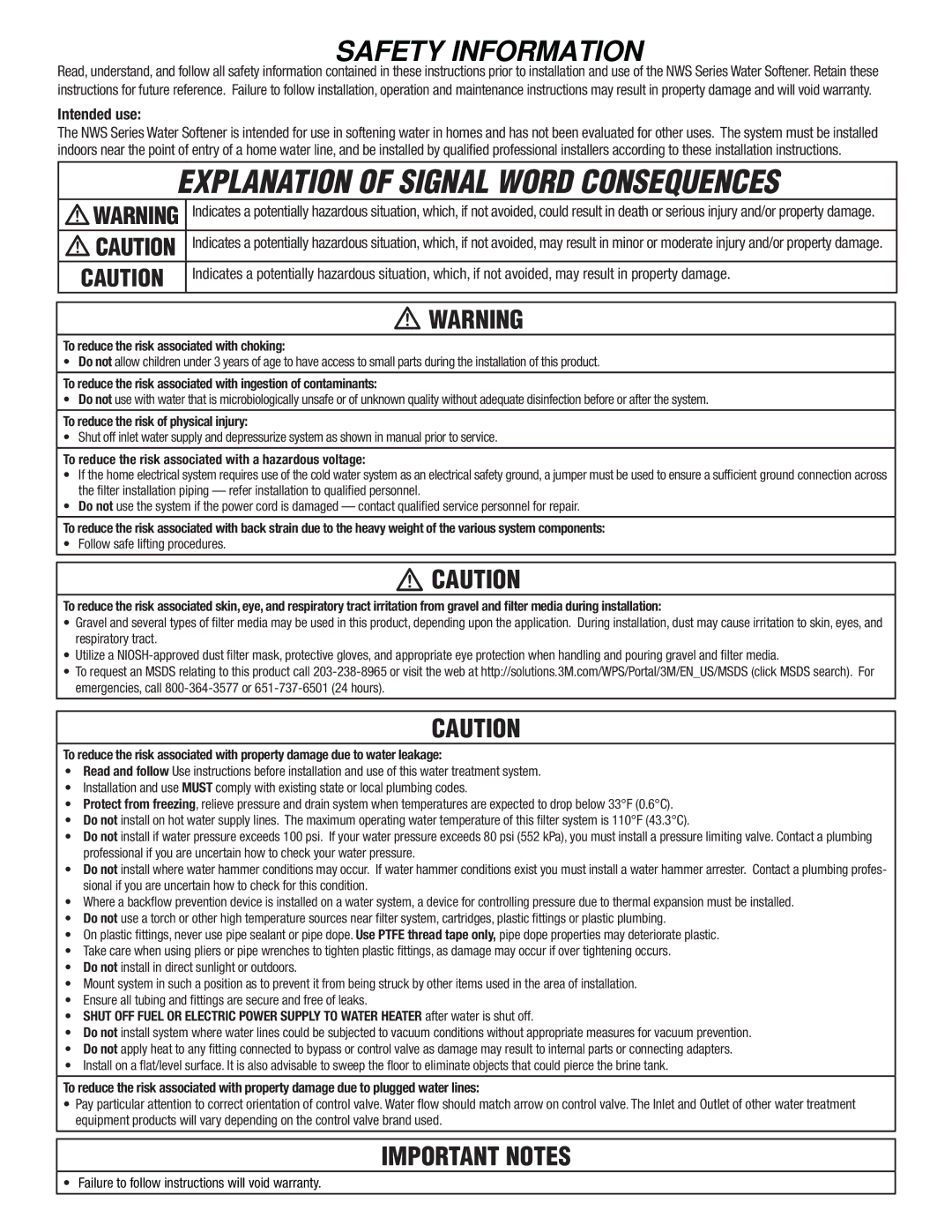 3M NWS200M, NWS150M, NWS100M manual Explanation of Signal Word Consequences 