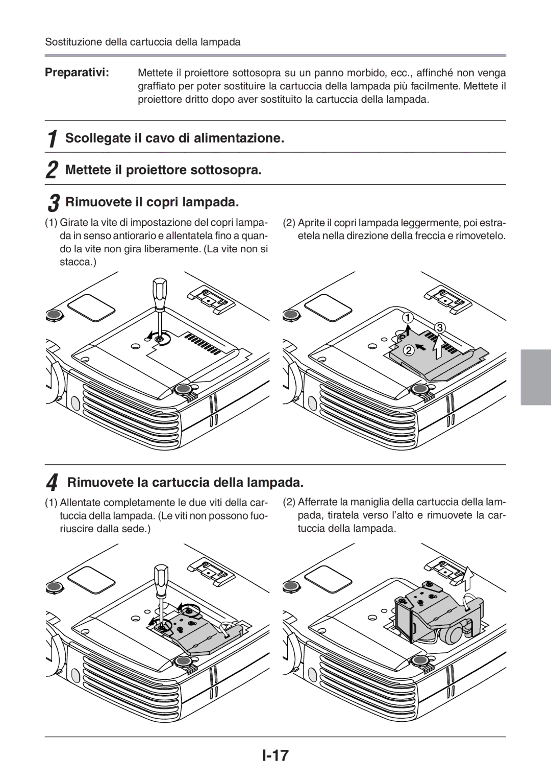 3M PX5 user manual Rimuovete la cartuccia della lampada 