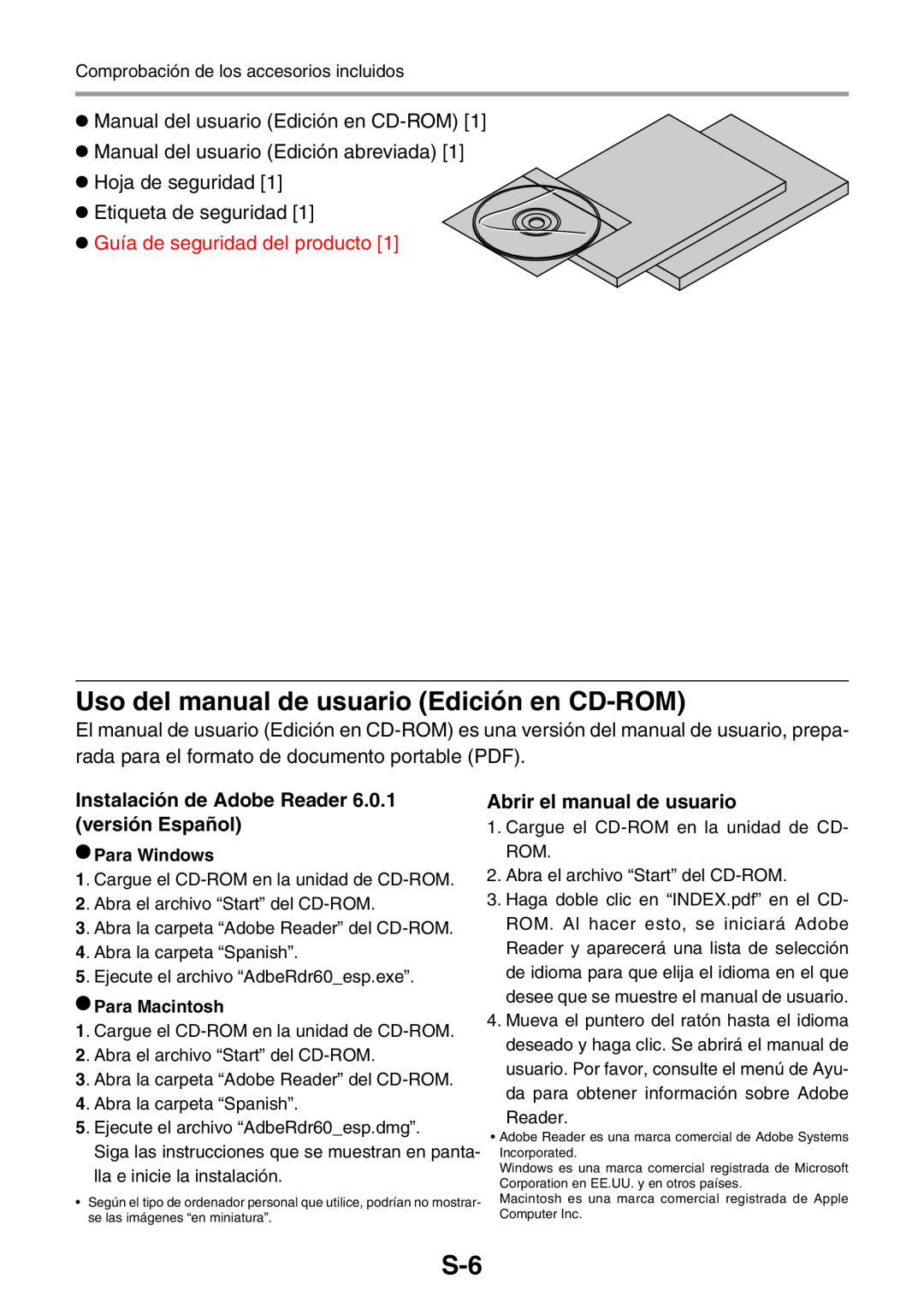 3M PX5 user manual Uso del manual de usuario Edición en CD-ROM, Manual del usuario Edición en CD-ROM, Etiqueta de seguridad 