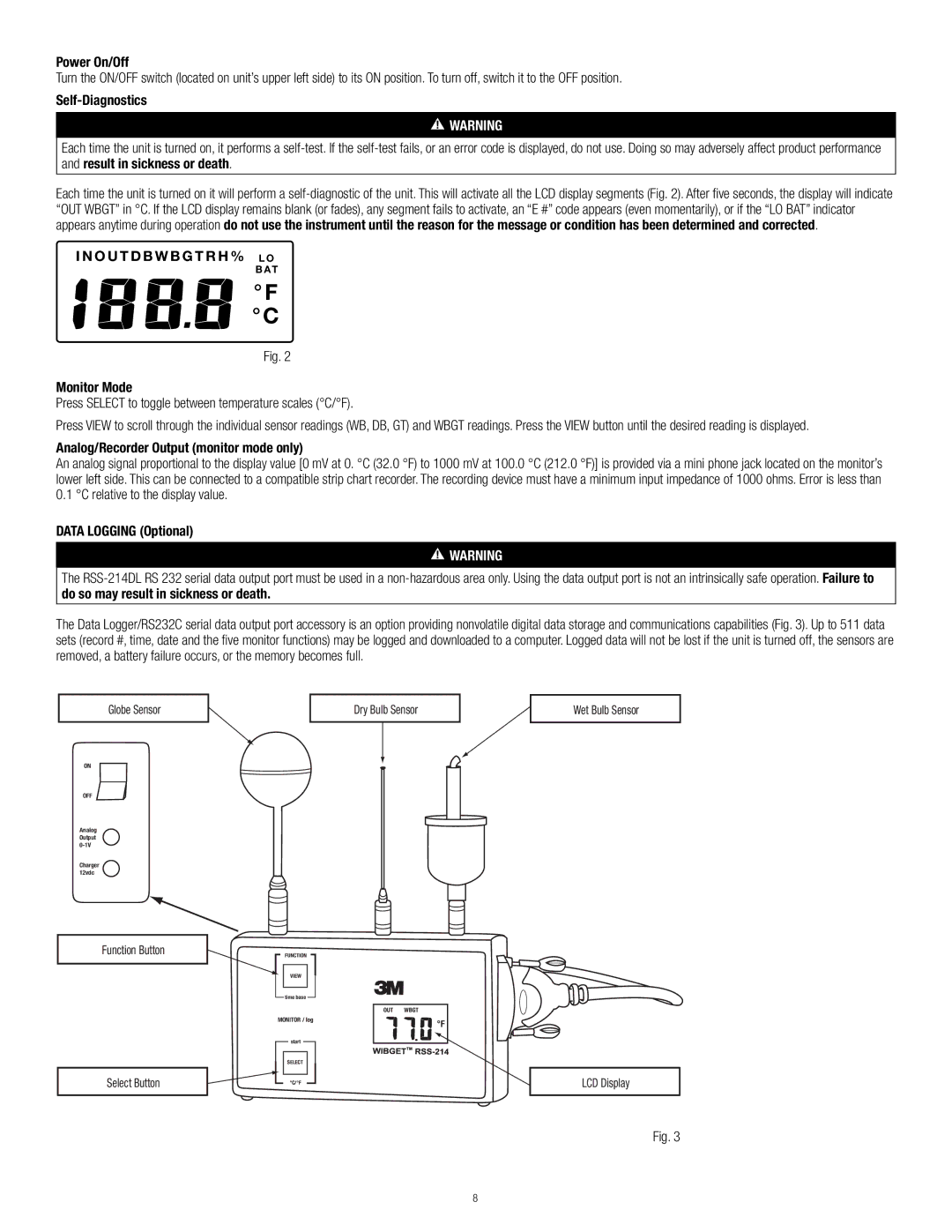 3M RSS-214 manual Dry Bulb Sensor Wet Bulb Sensor 