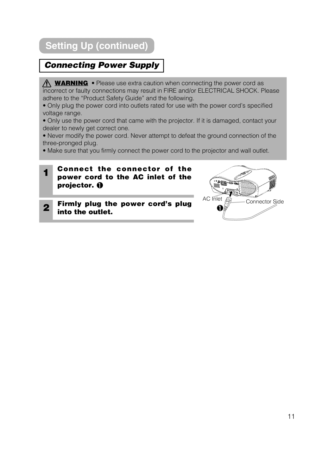 3M S10 manual Connecting Power Supply 