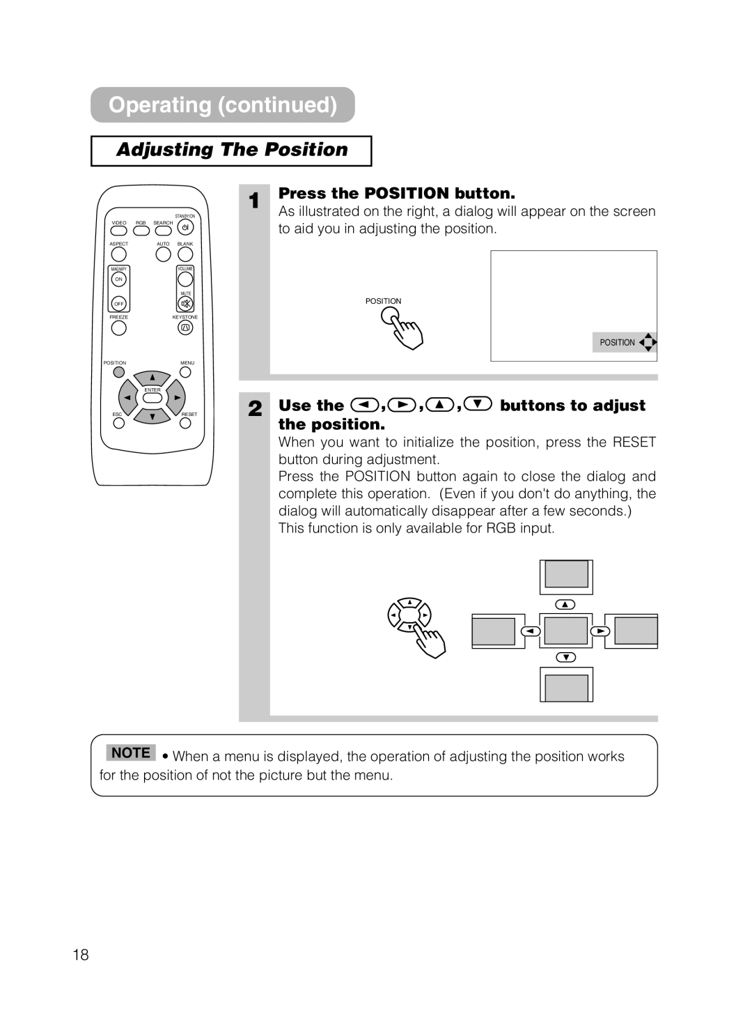 3M S10 manual Adjusting The Position, Press the Position button, Use Buttons to adjust Position 