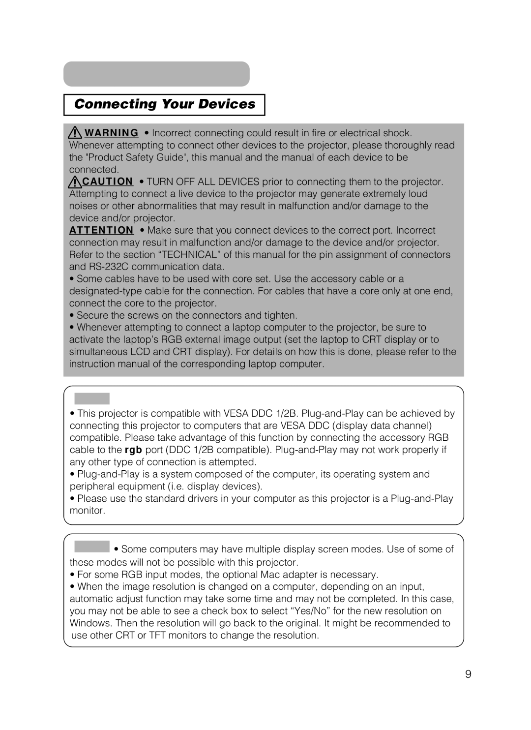 3M S10 manual Connecting Your Devices 