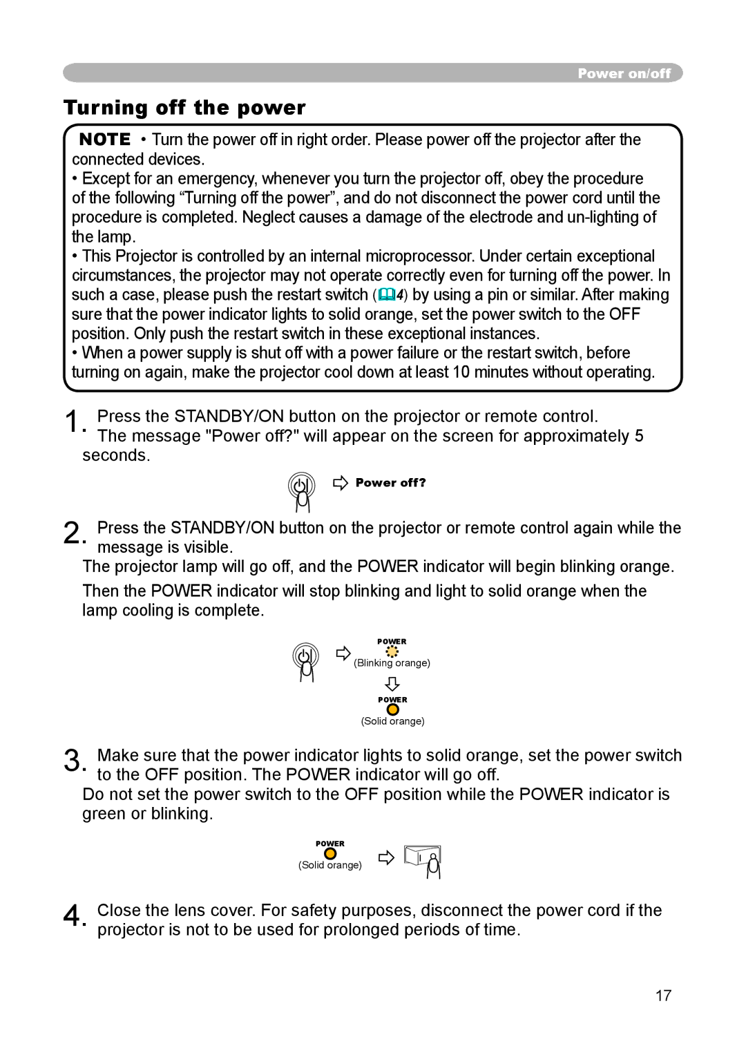 3M S15 manual Turning off the power 