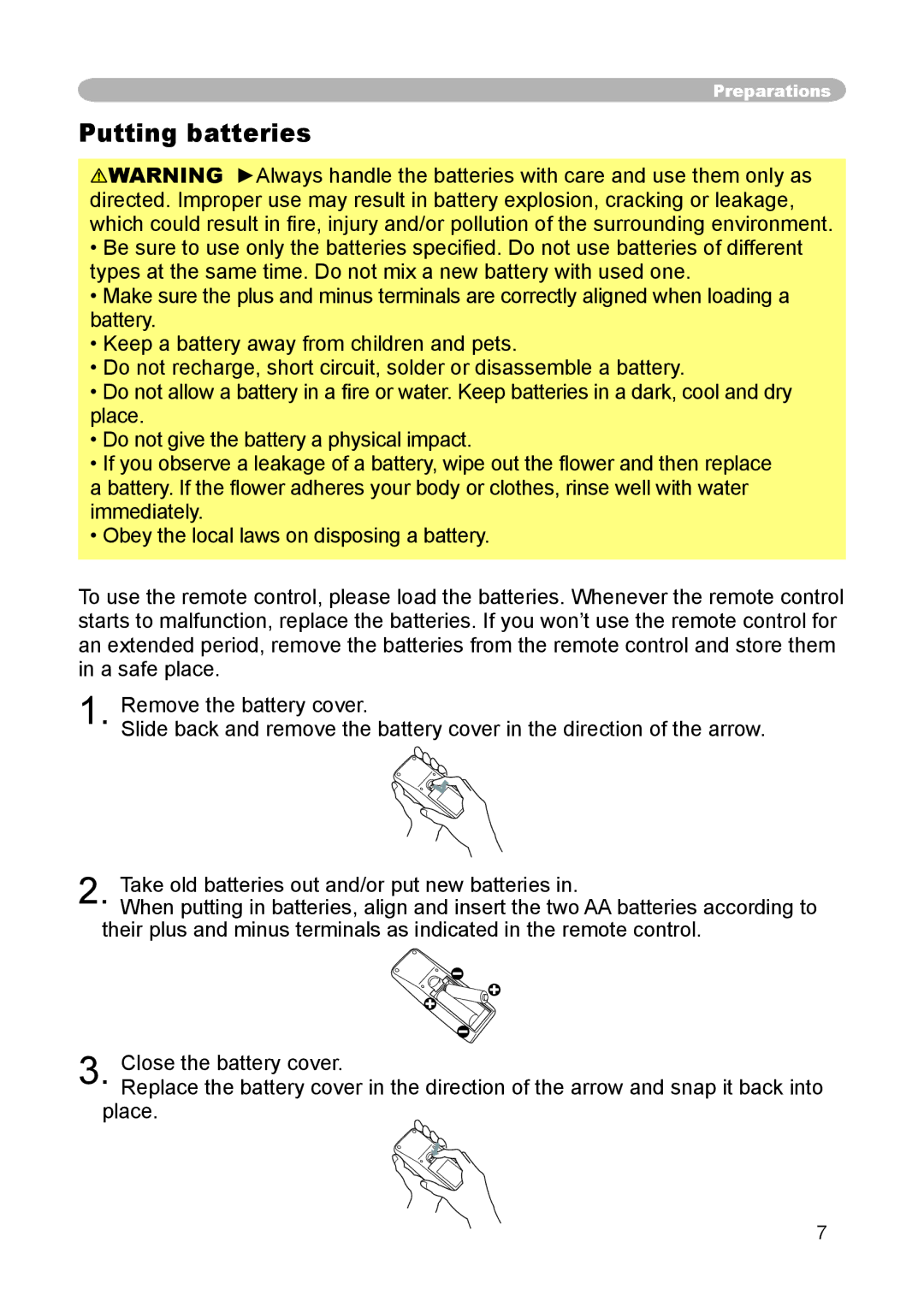 3M S15 manual Putting batteries 