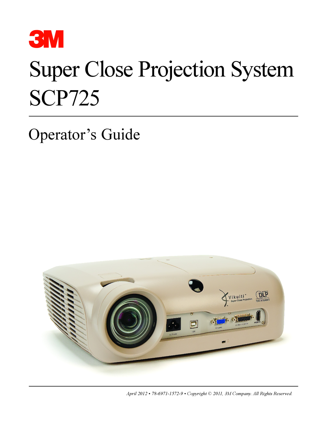 3M manual Super Close Projection System SCP725 