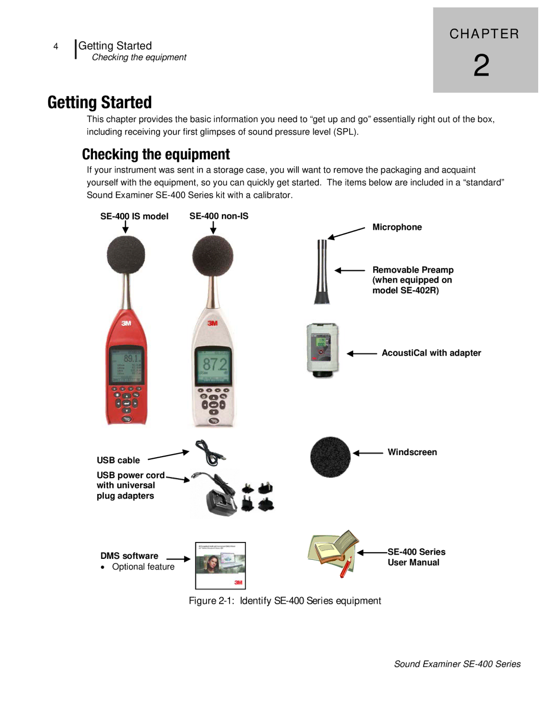 3M SE-400 user manual Getting Started, Checking the equipment 