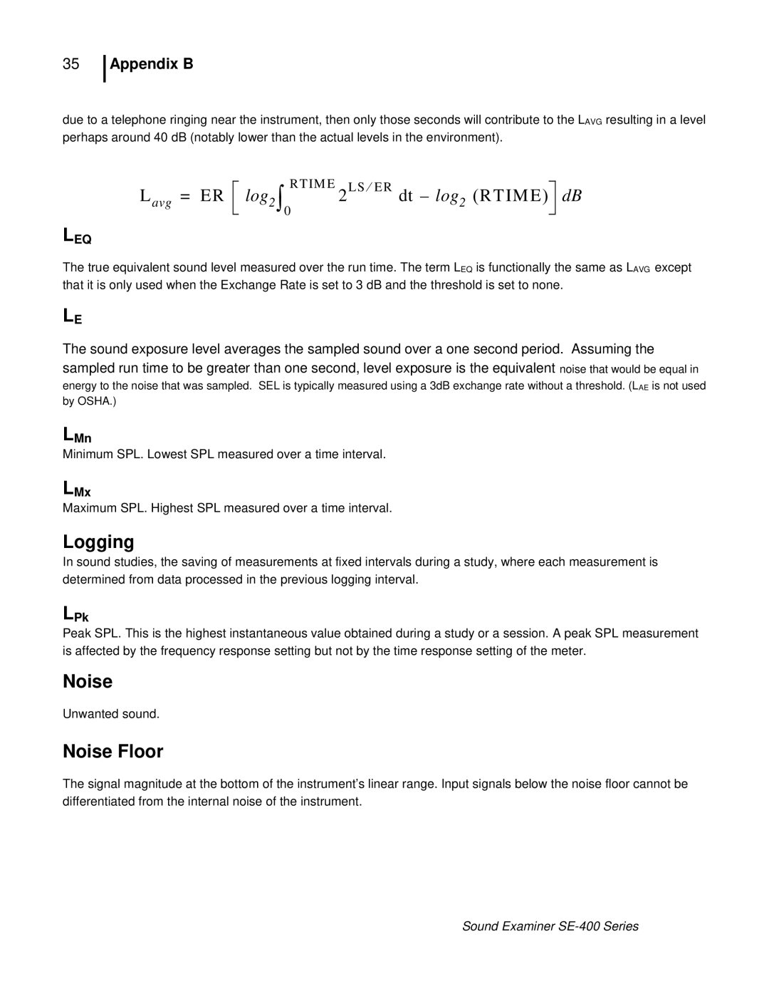 3M SE-400 user manual Noise 