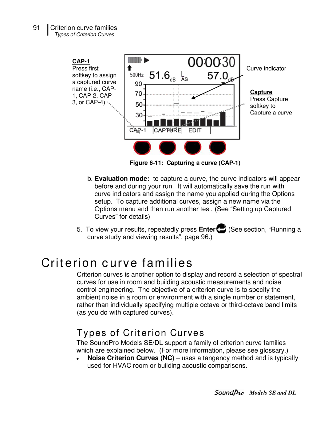 3M SE, DL user manual Criterion curve families, Types of Criterion Curves, Capture Press Capture softkey to Capture a curve 