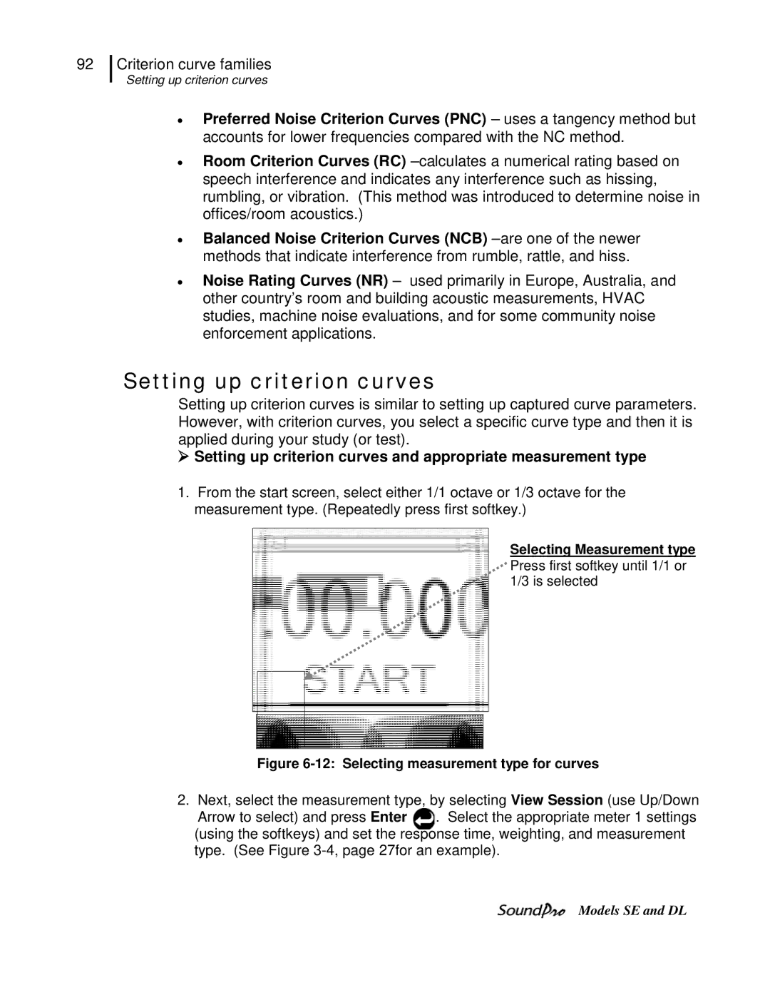 3M DL, SE user manual Setting up criterion curves, Selecting measurement type for curves 