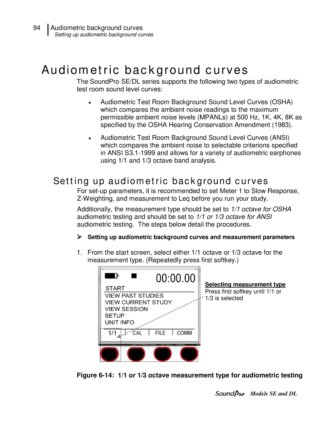 3M DL, SE user manual Audiometric background curves, Setting up audiometric background curves 