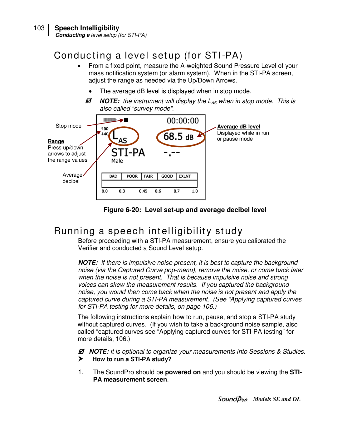 3M SE, DL Conducting a level setup for STI-PA, Running a speech intelligibility study,  How to run a STI-PA study?, Range 