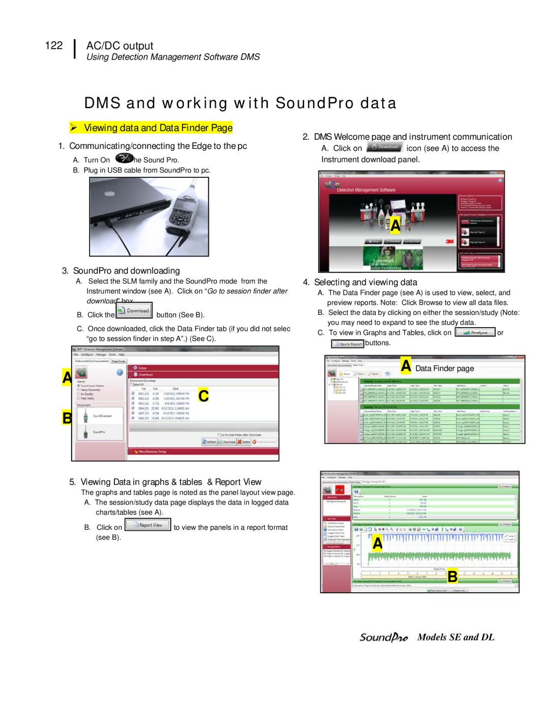 3M DL, SE user manual DMS and working with SoundPro data,  Viewing data and Data Finder 