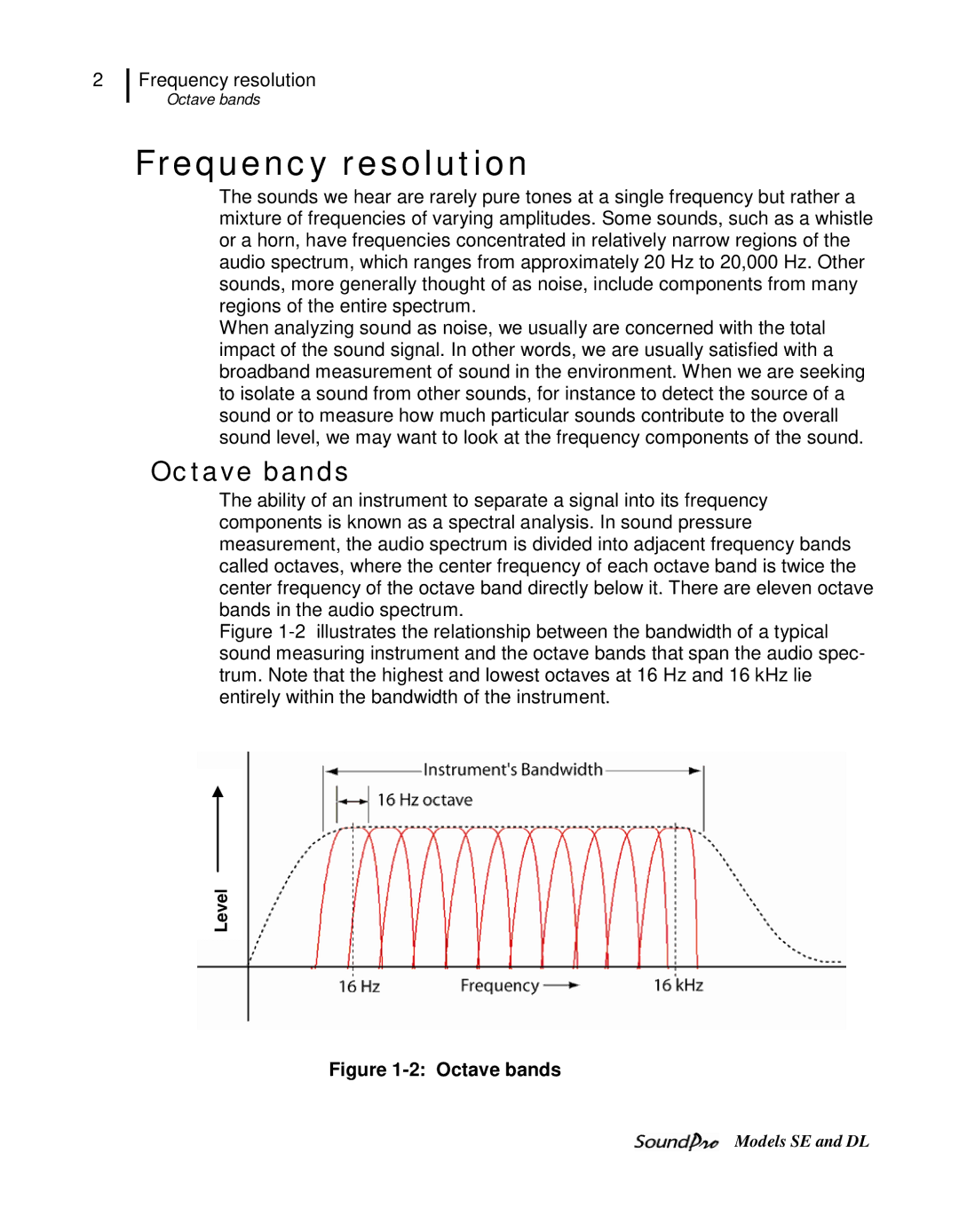 3M DL, SE user manual Frequency resolution, Octave bands, Level 