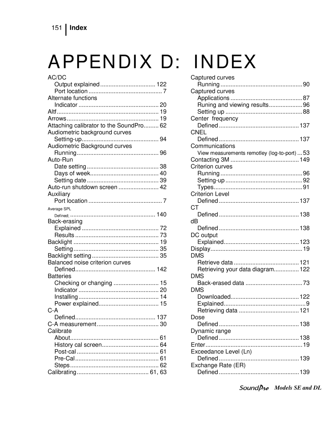 3M SE, DL user manual Appendix D, Index 