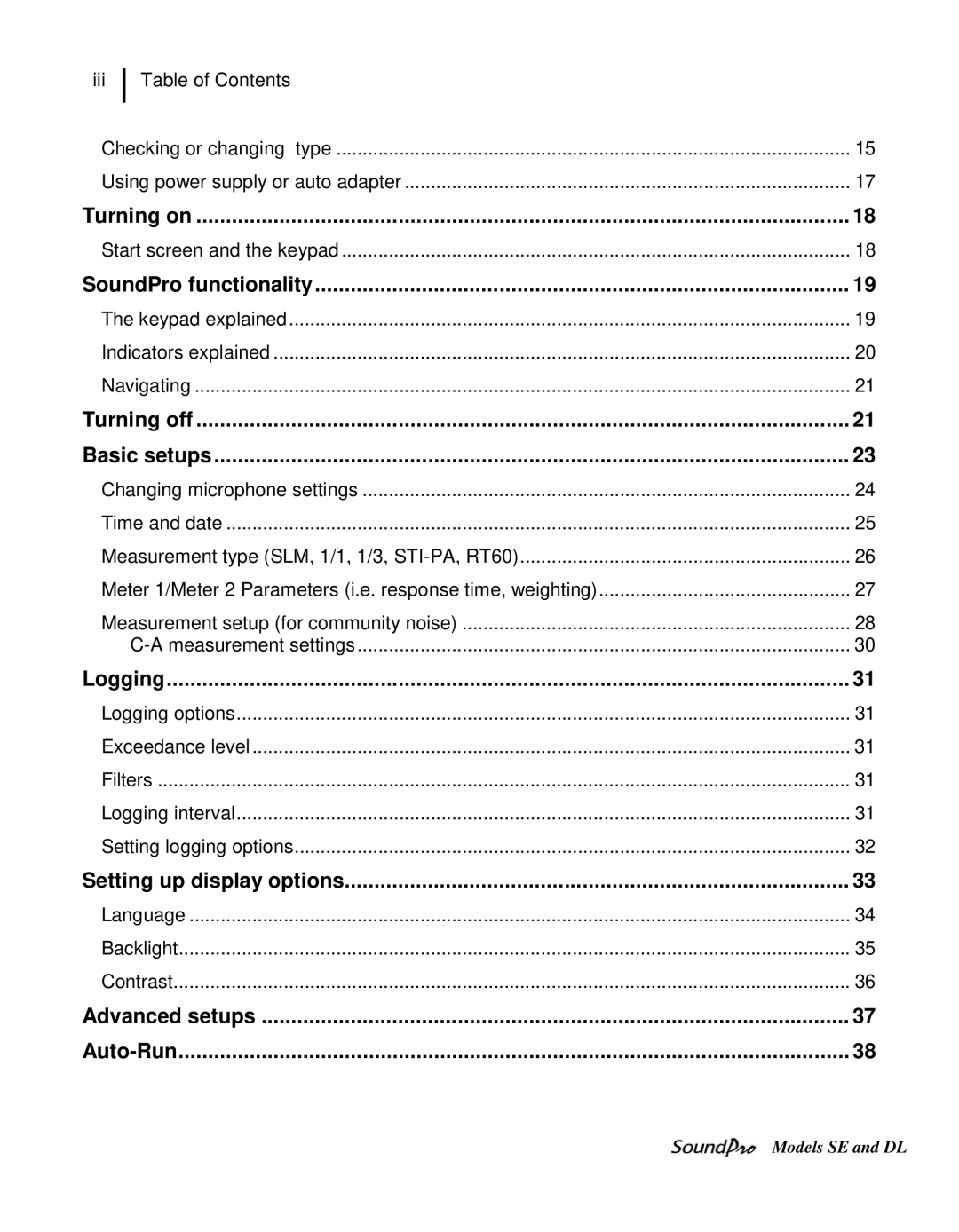 3M SE, DL user manual Turning on 