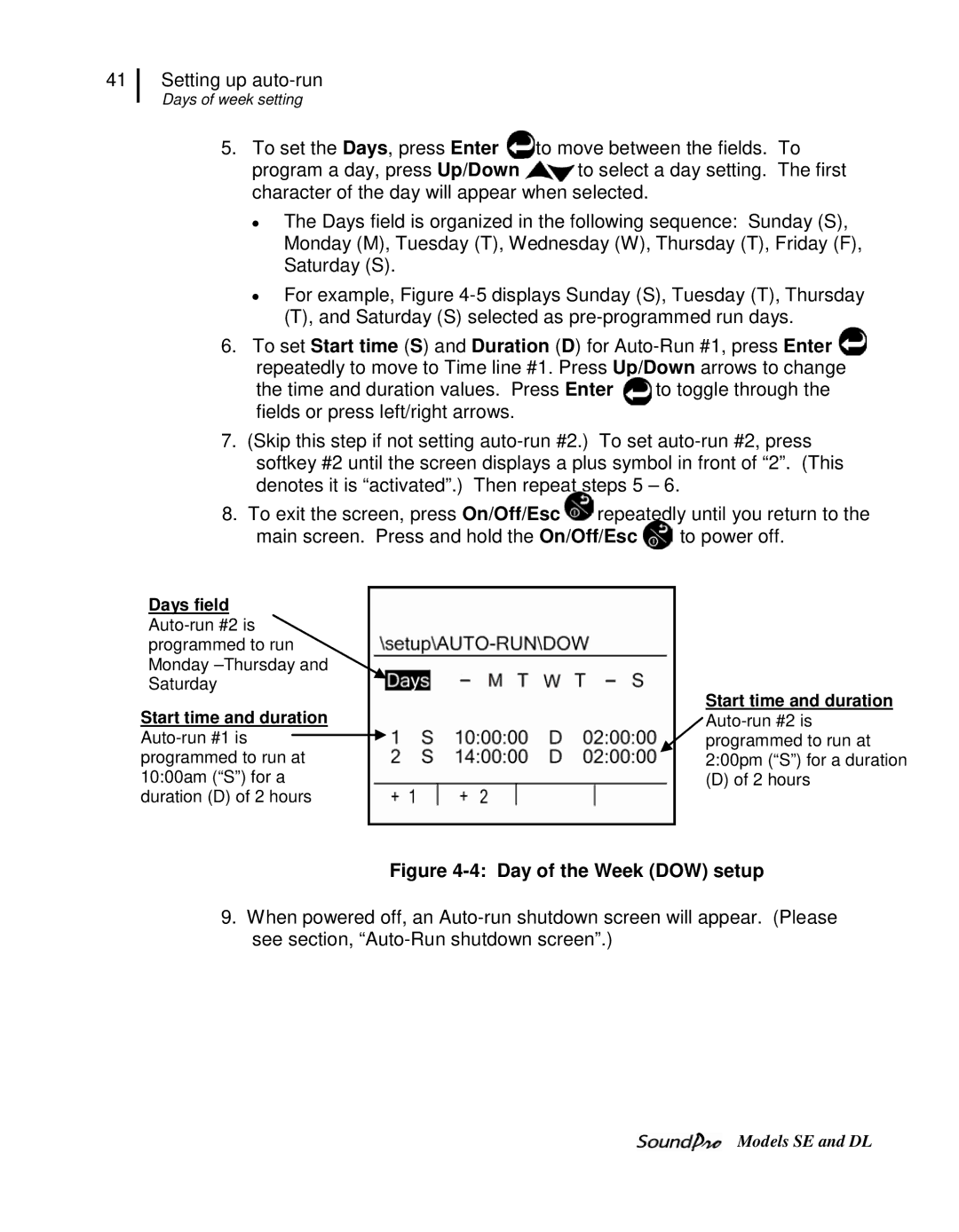 3M SE, DL user manual Day of the Week DOW setup 