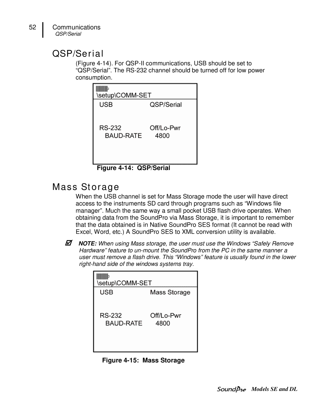 3M DL, SE user manual QSP/Serial, Mass Storage 