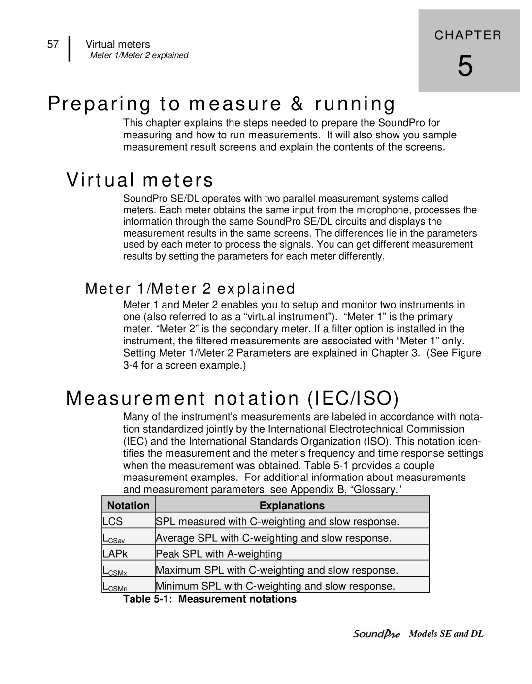 3M SE, DL user manual Virtual meters, Measurement notation IEC/ISO, Meter 1/Meter 2 explained, Notation Explanations 