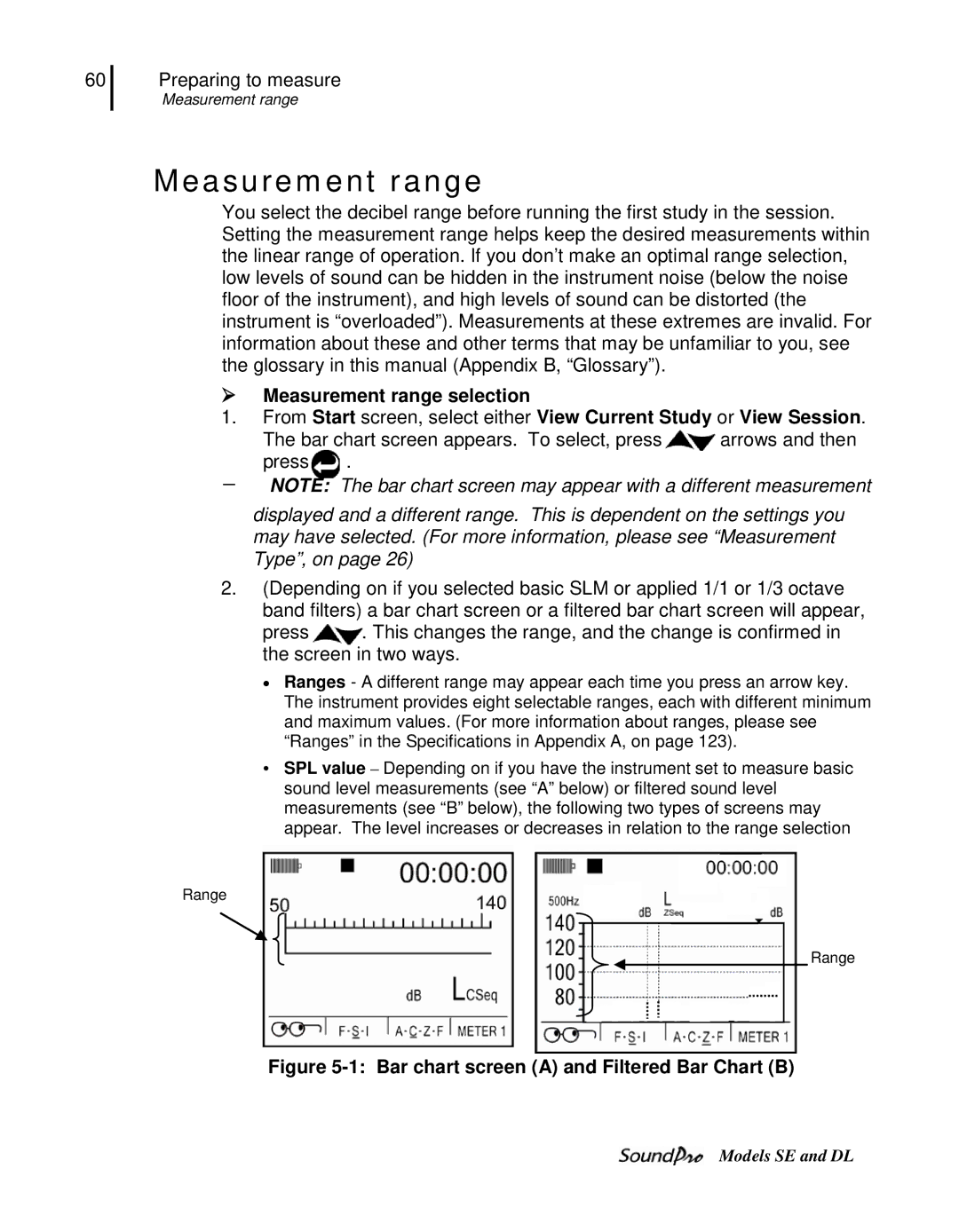 3M DL, SE user manual Measurement range 