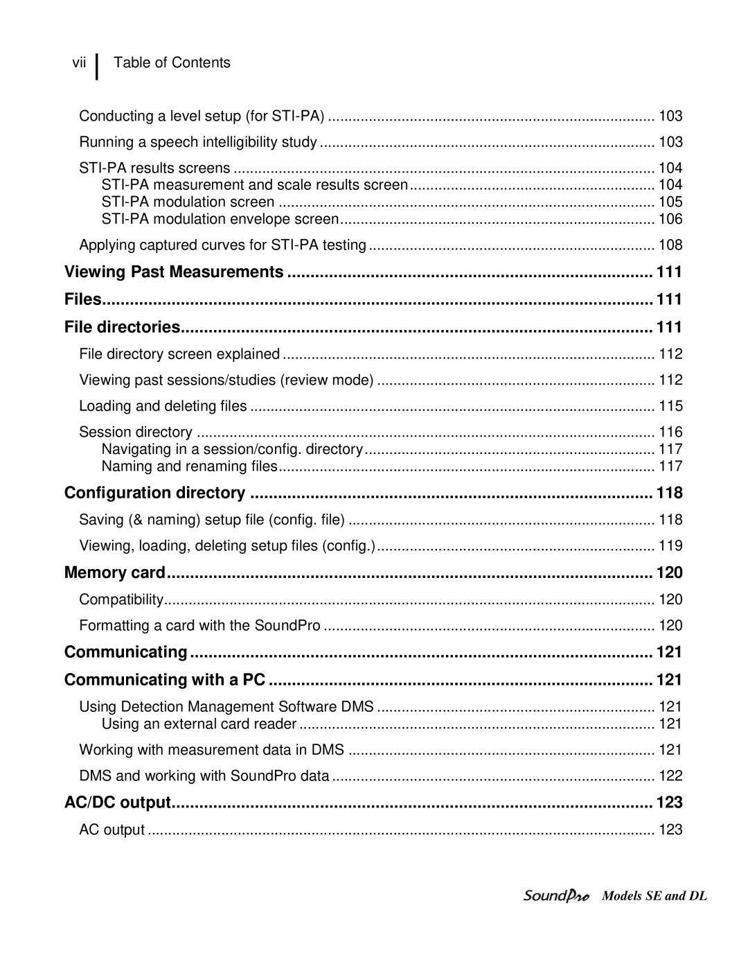 3M SE, DL Viewing Past Measurements, Files, File directories, Configuration directory, Memory card, Communicating 