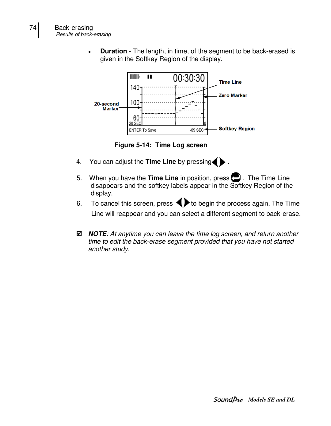 3M DL, SE user manual Time Log screen 