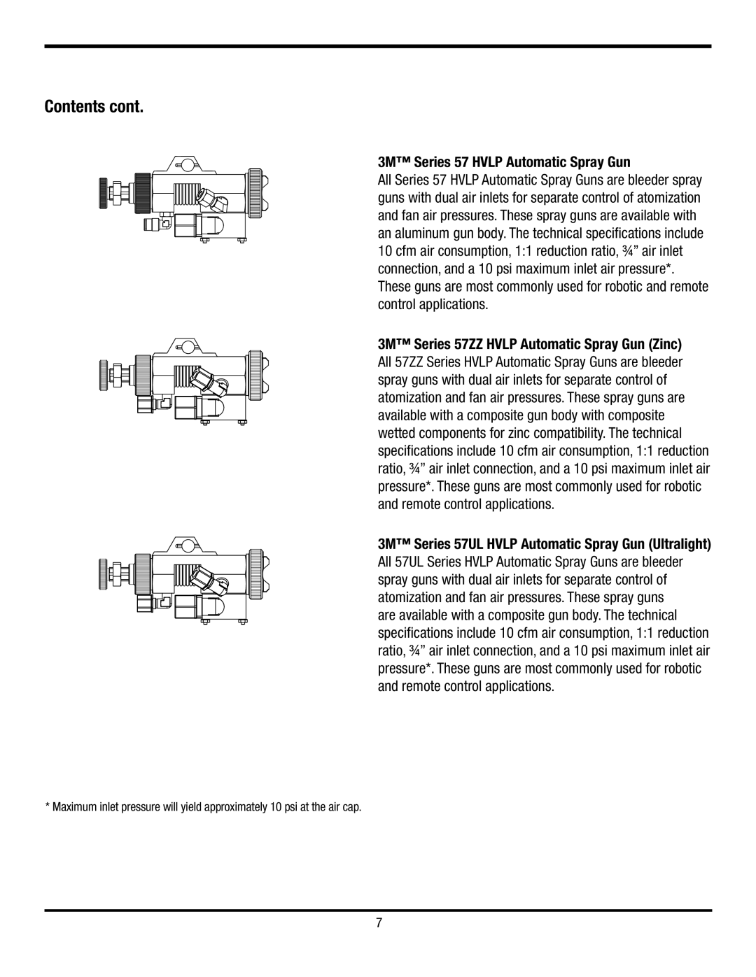 3M Series 57UL, Series 57ZZ, Series 55ZZ, Series 56ZZ, Series 52 owner manual 3M Series 57 Hvlp Automatic Spray Gun 