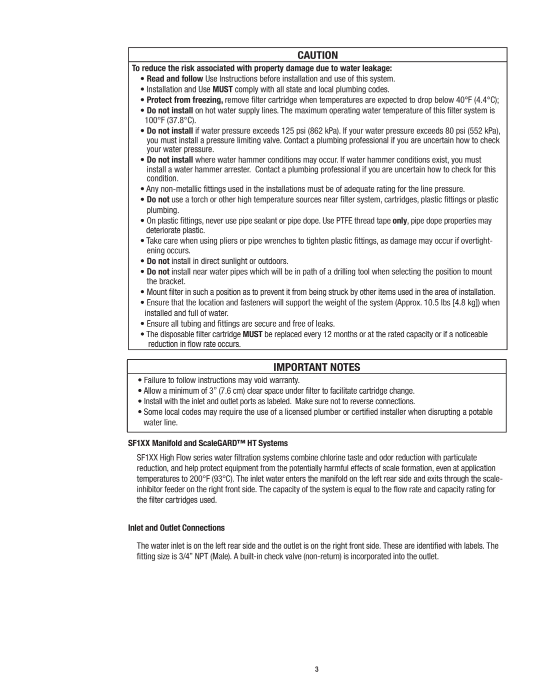 3M SF1XX instruction manual Important Notes 