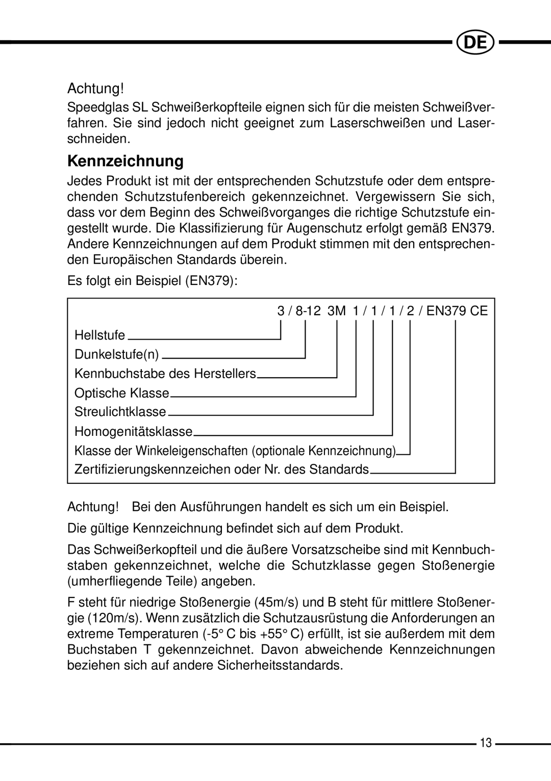 3M SL manual Kennzeichnung 