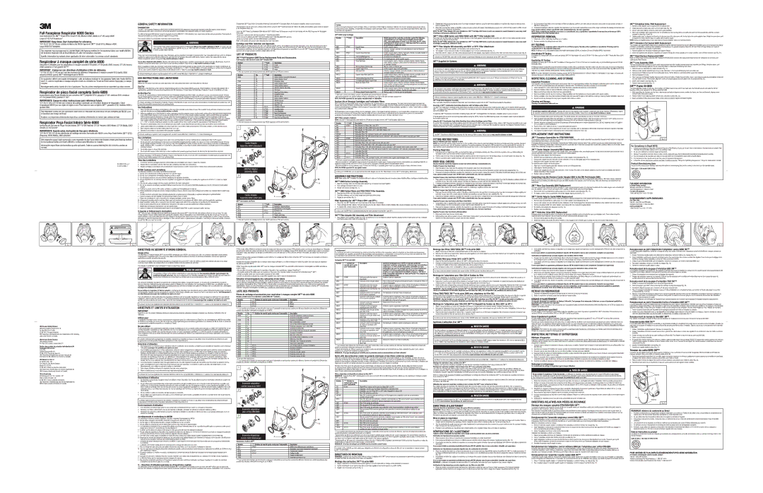 3M Large 6900 specifications General Safety Information, USE Instructions and Limitations, List of Products, FIT Testing 